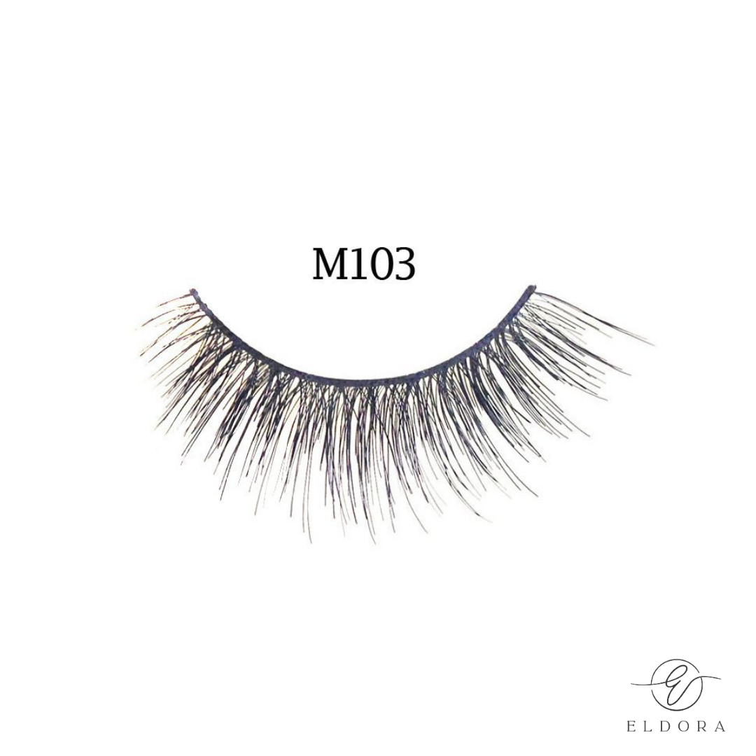 Eldora Falsche Wimpern M103 Multi-Layered – Handgefertigte Echthaar-Wimpern Inkl. Kleber